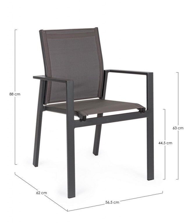 Sedia con braccioli Crozet da esterno dark antracite