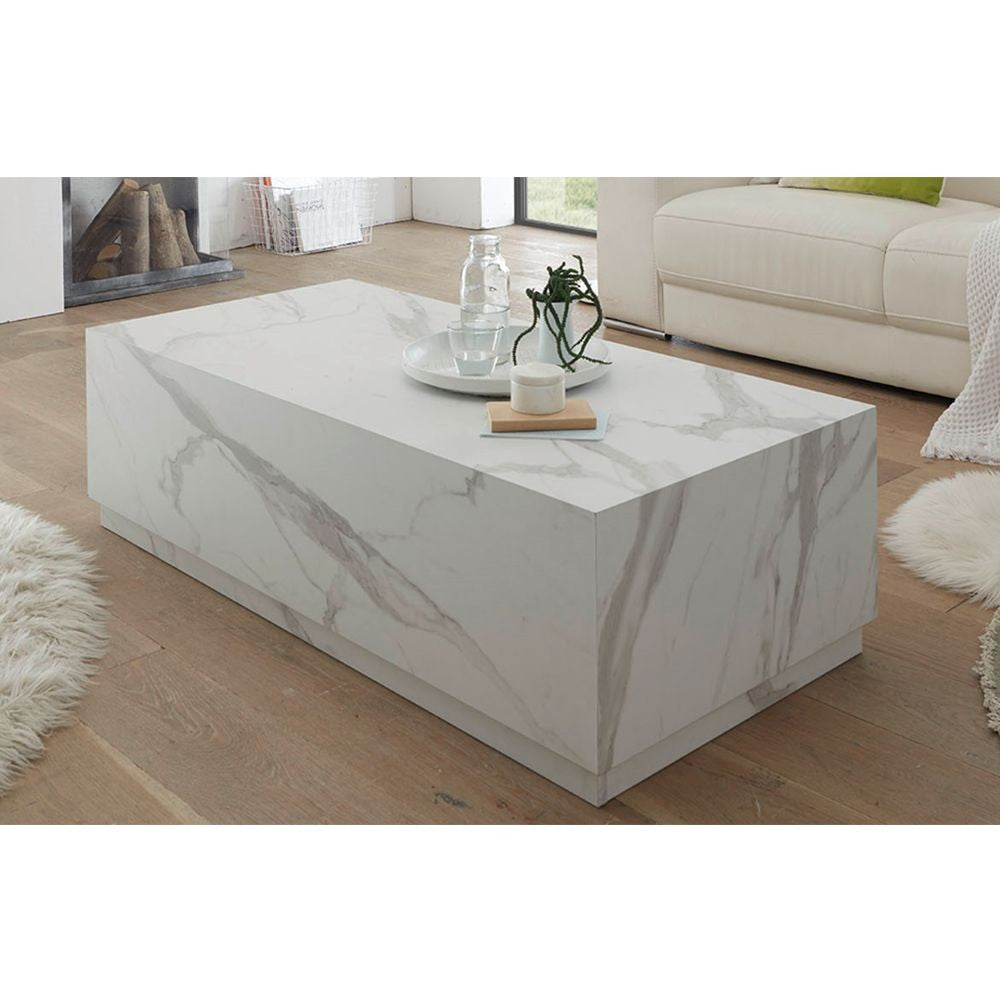 Tavolo da salotto Marko effetto marmo bianco