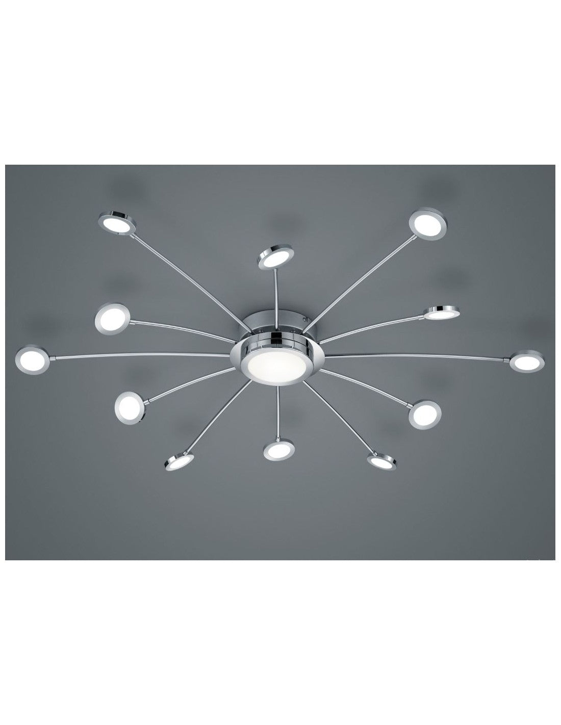 Plafoniera Moderna 13 Led Dimmerabile Bodrum Ø100 cm Cromo Trio Lighting