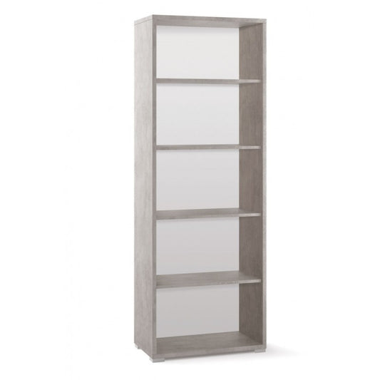 Libreria alta moderna in legno Beton Cemento quattro ripiani 71x41x h199 cm