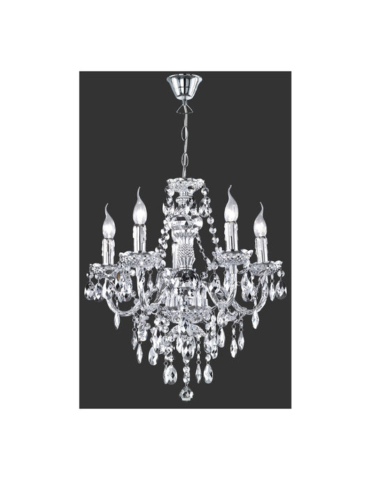 Lampadario con Bracci 5 Luci Lüster Classico Cromo con Pendenti Trio Lighting