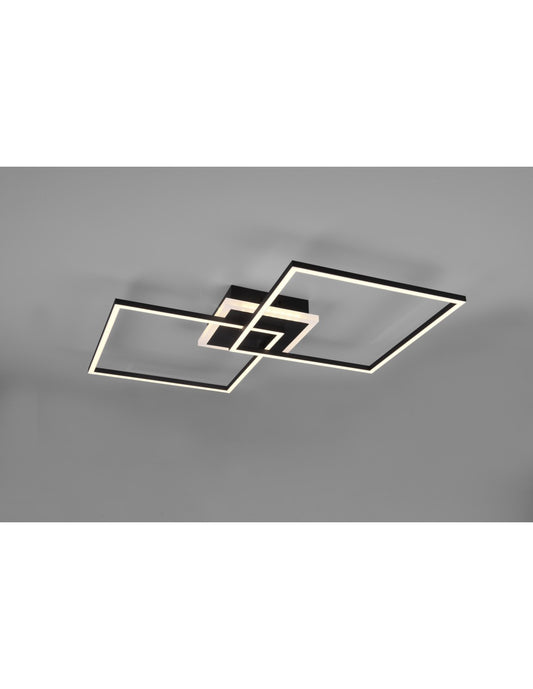 Plafoniera Arribo Quadrati Nero Led Dimmerabile Rgbw Trio Lighting