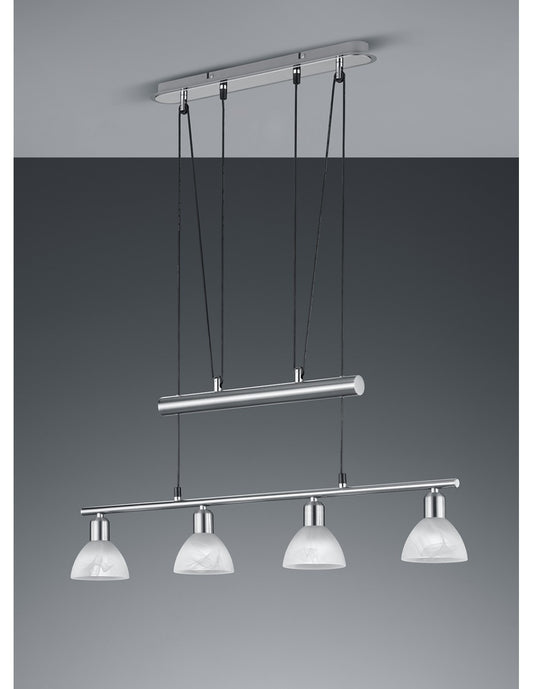 Lampadario Sali e Scendi 4 Luci Bilanciere Levisto Nichel Trio Lighting