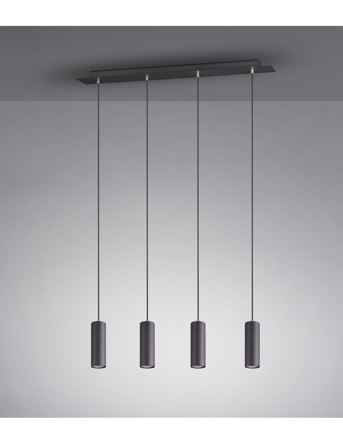 Sospensione Penisola 4 Luci Cilindri Marley Nero Trio Lighting