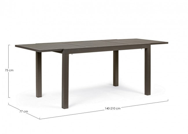 Tavolo per esterno allungabile in alluminio Caffè HILDE YK14 140-210x77x h75 cm
