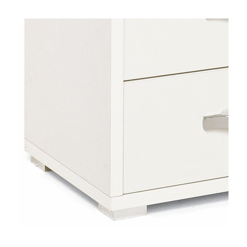 Comodino con 2  cassetti bianco frassinato in legno nobilitato 36x52xH 43