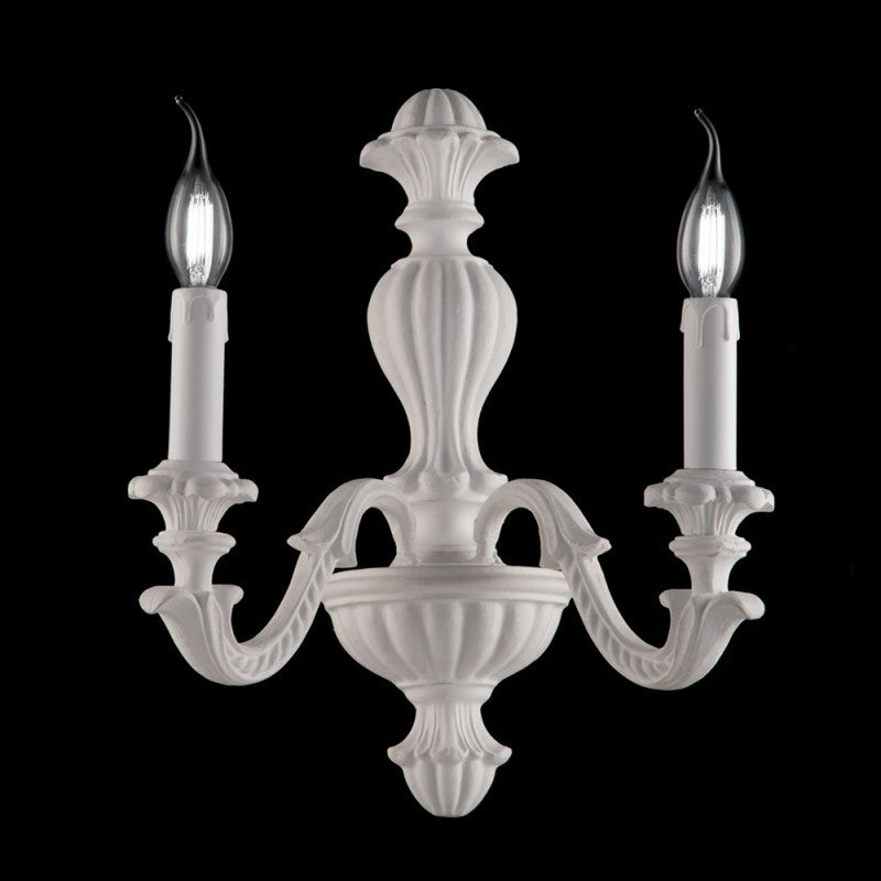 Applique in legno Bianco shabby due luci 31x h40 cm