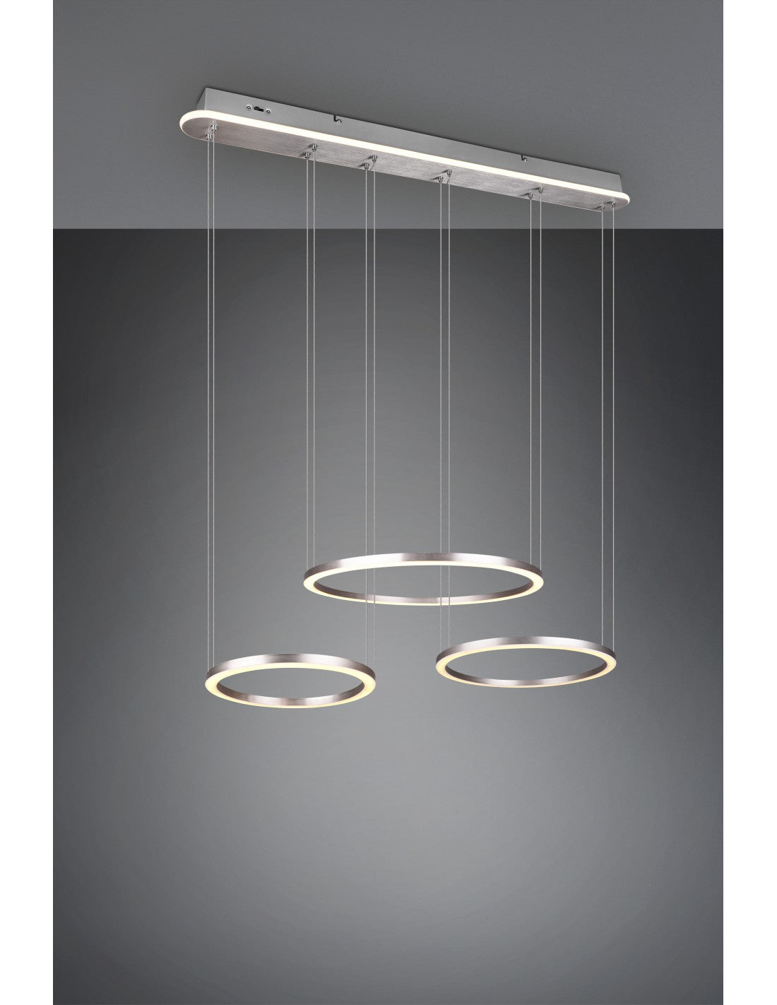 Sospensione 3 Anelli Led Dimmer Nichel Dimmer Morrison Trio Lighting