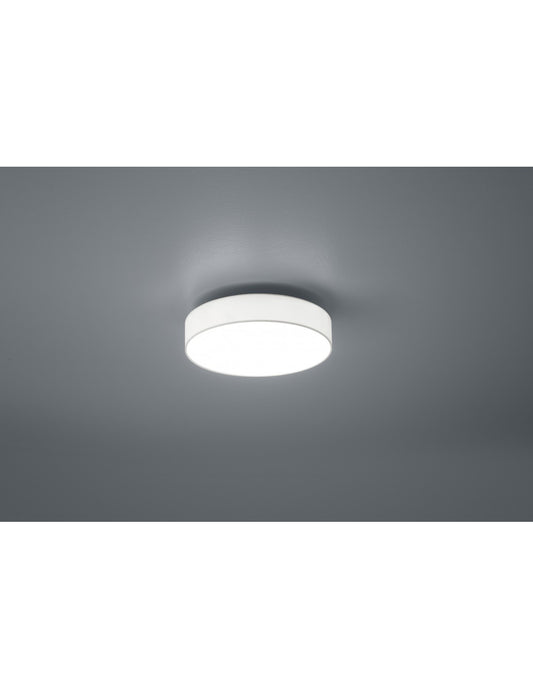 Plafoniera Soffitto Led Dimmer Cambio Colore Tessuto Bianco Lugano Ø30 cm Trio Lighting