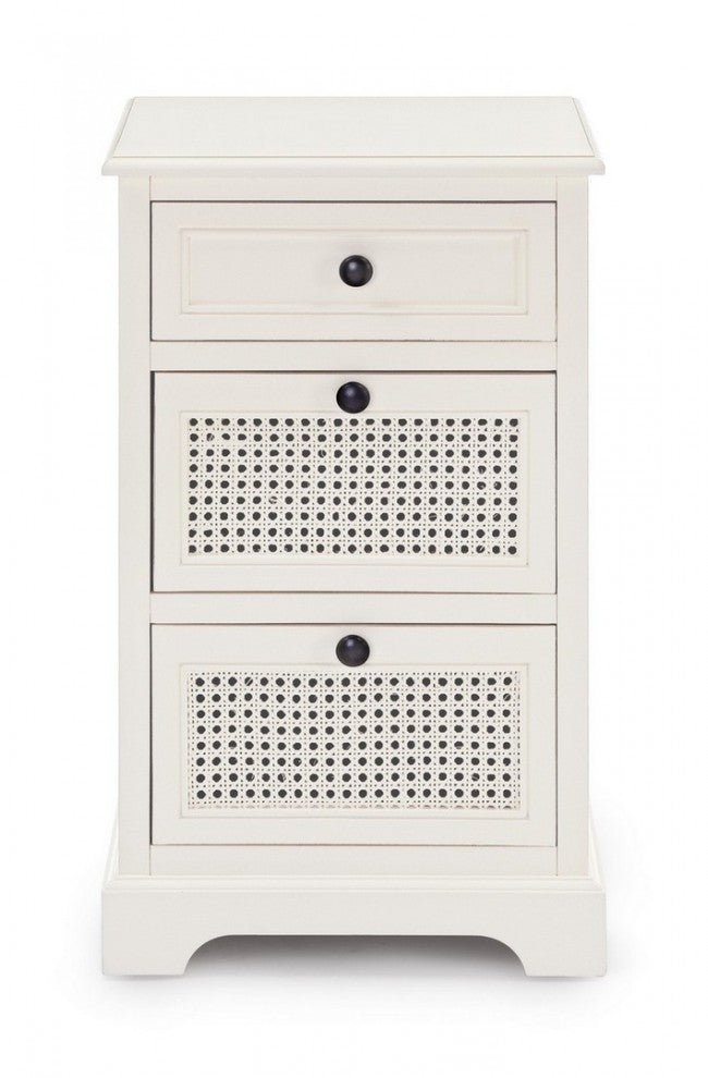 Cassettiera in legno tre cassetti Bianca AMABEL 40x32x h70 cm