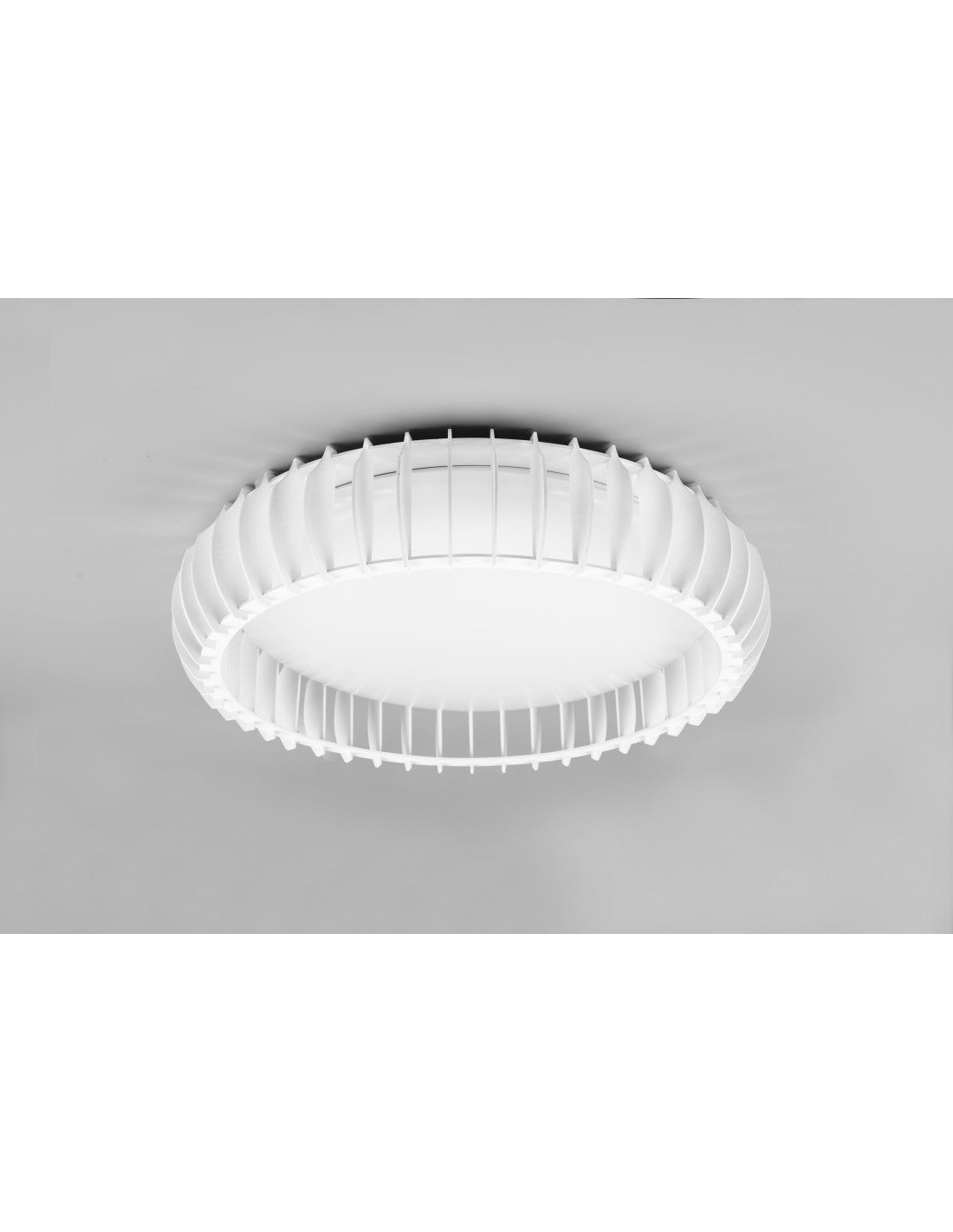 Lampada Rotonda Soffitto Legno Bianco Led 38w Dimmer Monte Trio Lighting