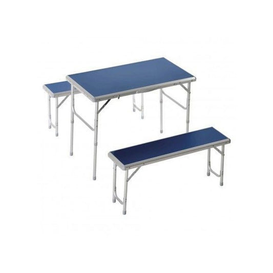 Set picnic in alluminio e MDF un tavolo due panche pieghevole a valigetta