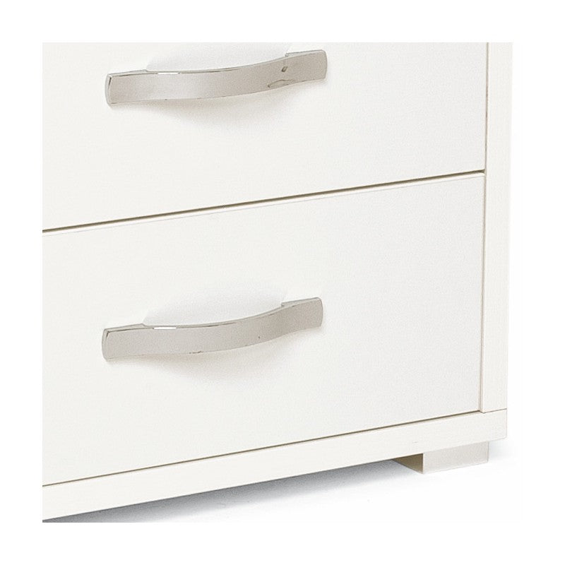 Comodino con 2  cassetti bianco frassinato in legno nobilitato 36x52xH 43