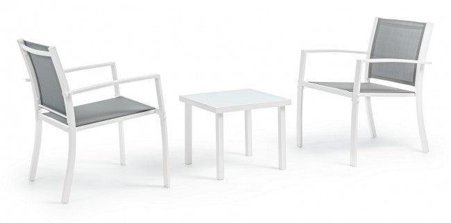 Set 3 pezzi da giardino salotto in metallo Auri bianco