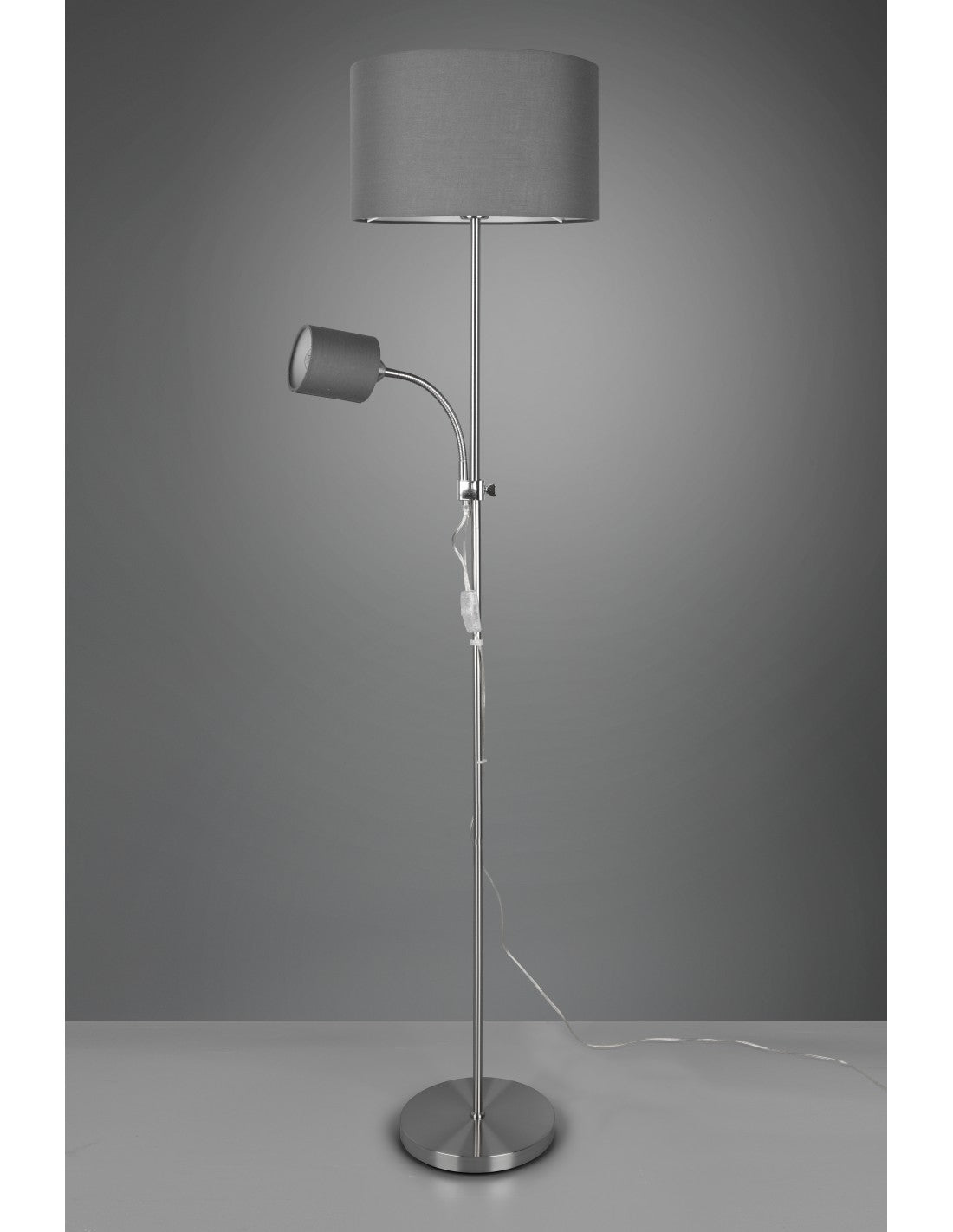 Piantana Owen 1xE27+Spot Nichel E Tessuto Grigio L36 cm Trio Lighting