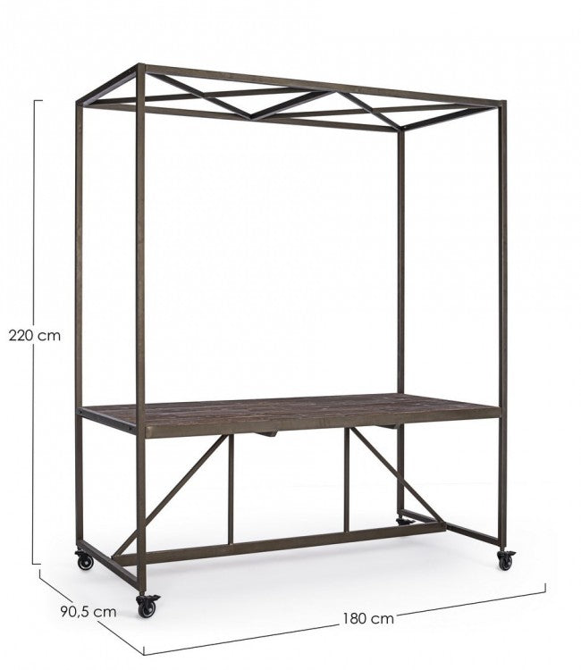 Tavolo industriale espositore con tetto 180x220h cm