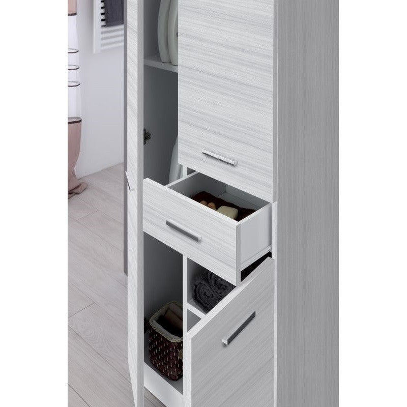 Armadietto da Bagno Grigio tre ante e un cassetto 60x35x 148,5 cm