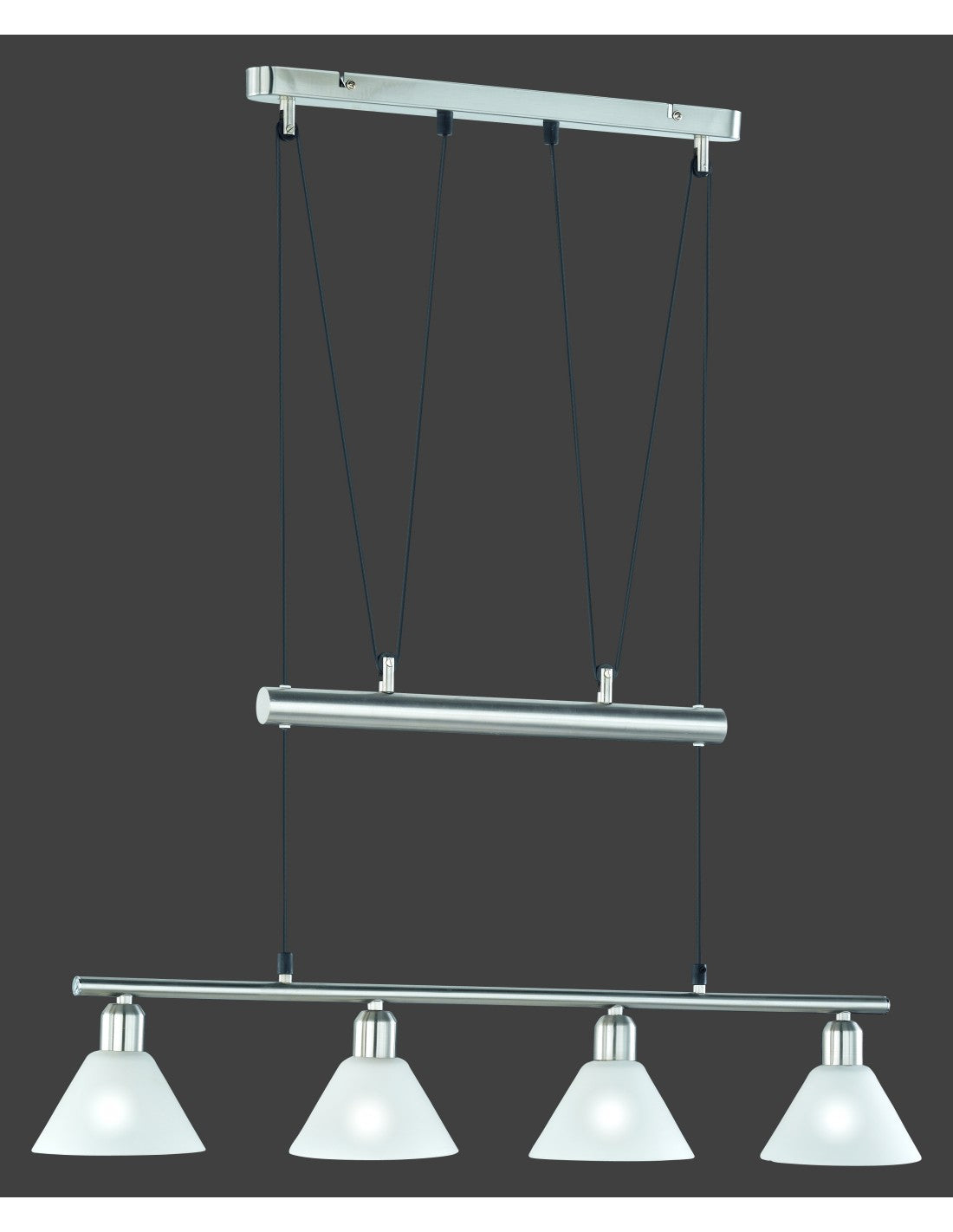 Sospensione 4 Luci Saliscendi Stamina Nichel L80 cm Trio Lighting