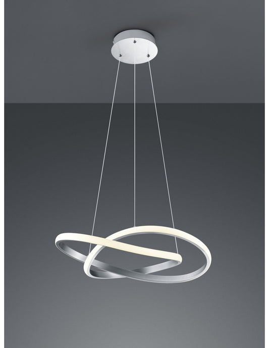 Sospensione Moderna Course Nichel Led Dimmerabile 27W Ø60 cm Trio Lighting