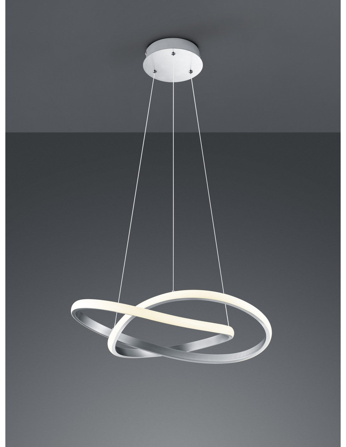 Sospensione Moderna Course Nichel Led Dimmerabile 27W Ø60 cm Trio Lighting