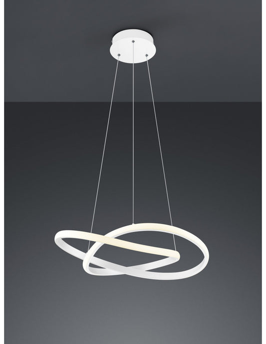 Sospensione Moderna Course Bianco Led Dimmerabile 27W Ø60 cm Trio Lighting