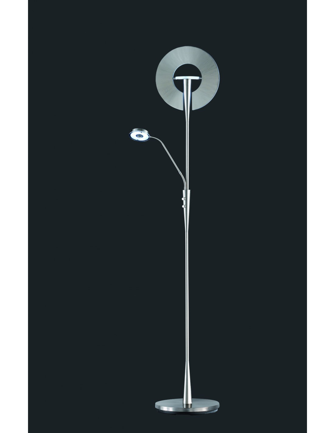 Piantana Led Con Luce Spot da Lettura Dimmerabile Quebec Nichel Trio Lighting