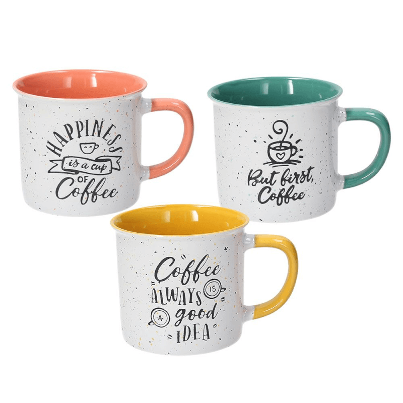 Mug 350 cc Happy Coffee Stoneware multicolor