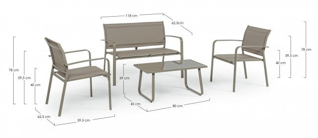 Set da giardino tortora Bizzotto  pz 4