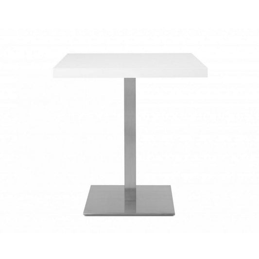 Tavolo alto Quadrato 75 cm piano bianco e base cromo  cm 70x70xh.75
