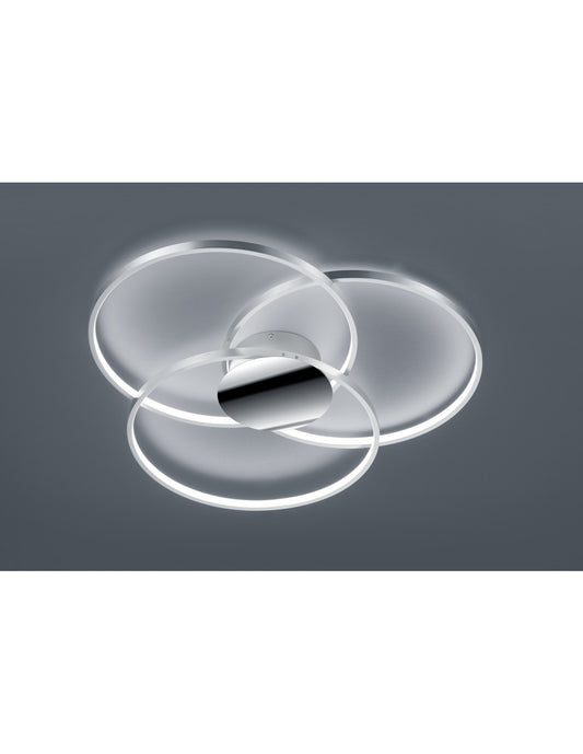 Plafoniera 3 Cerchi Led Sedona Cromo Dimmerabile Ø80 cm Trio Lighting