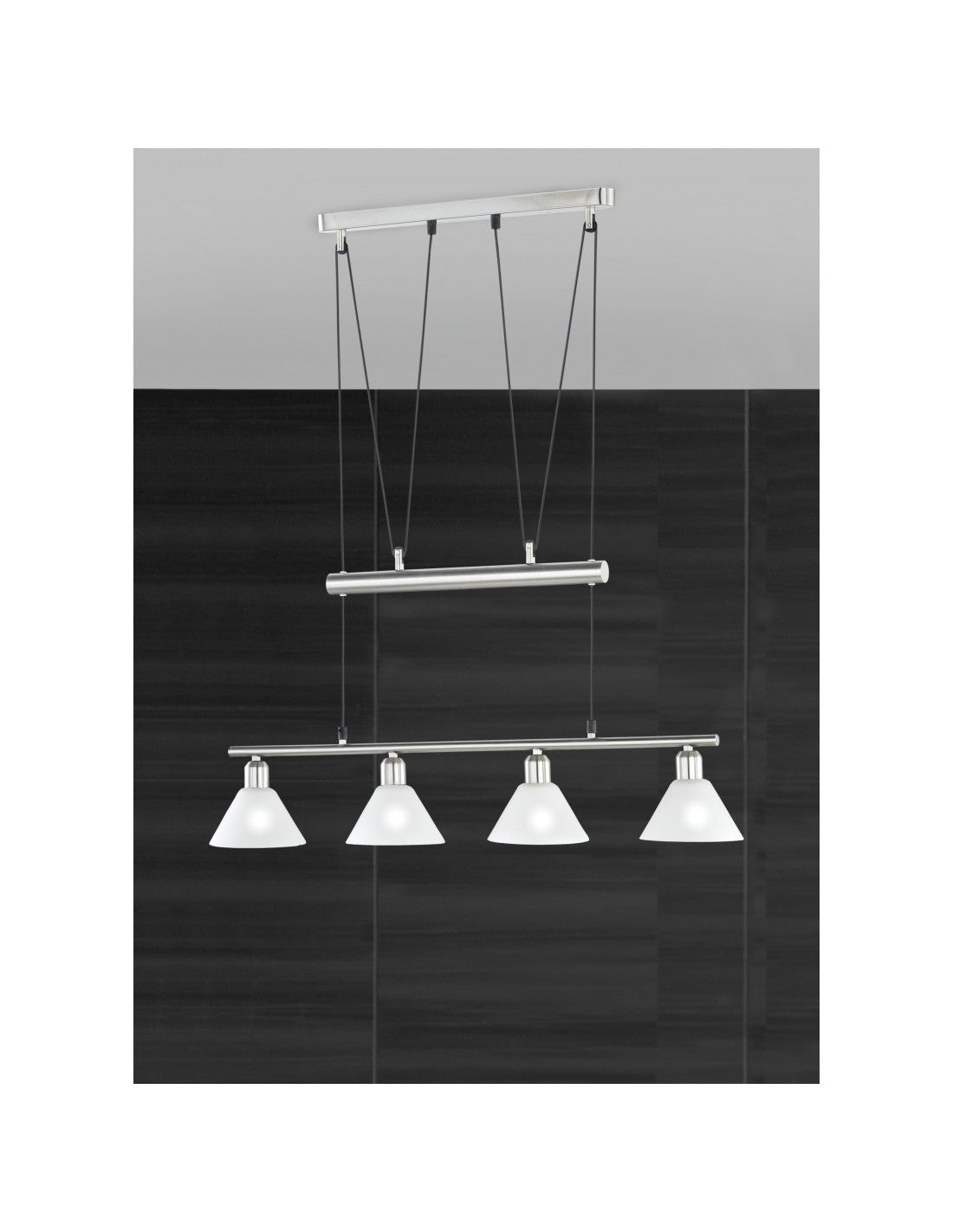 Sospensione 4 Luci Saliscendi Stamina Nichel L80 cm Trio Lighting