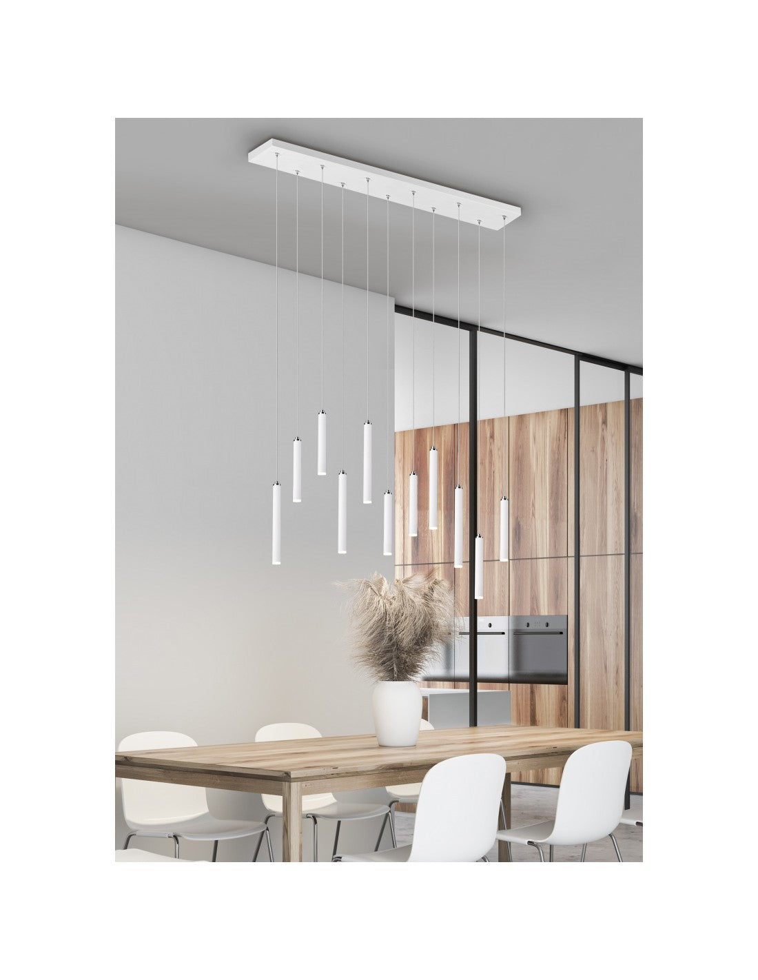 Sospensione Moderna Tubular 11 Tubi Led Bianco L115 cm Trio Lighting