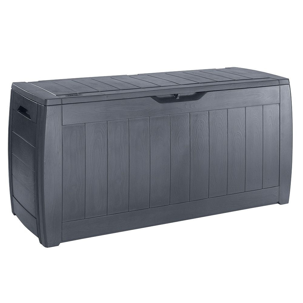 Baule in resina Hollywood con finitura grafite effetto legno lucchettabile 117,5x45xh.57,3 cm
