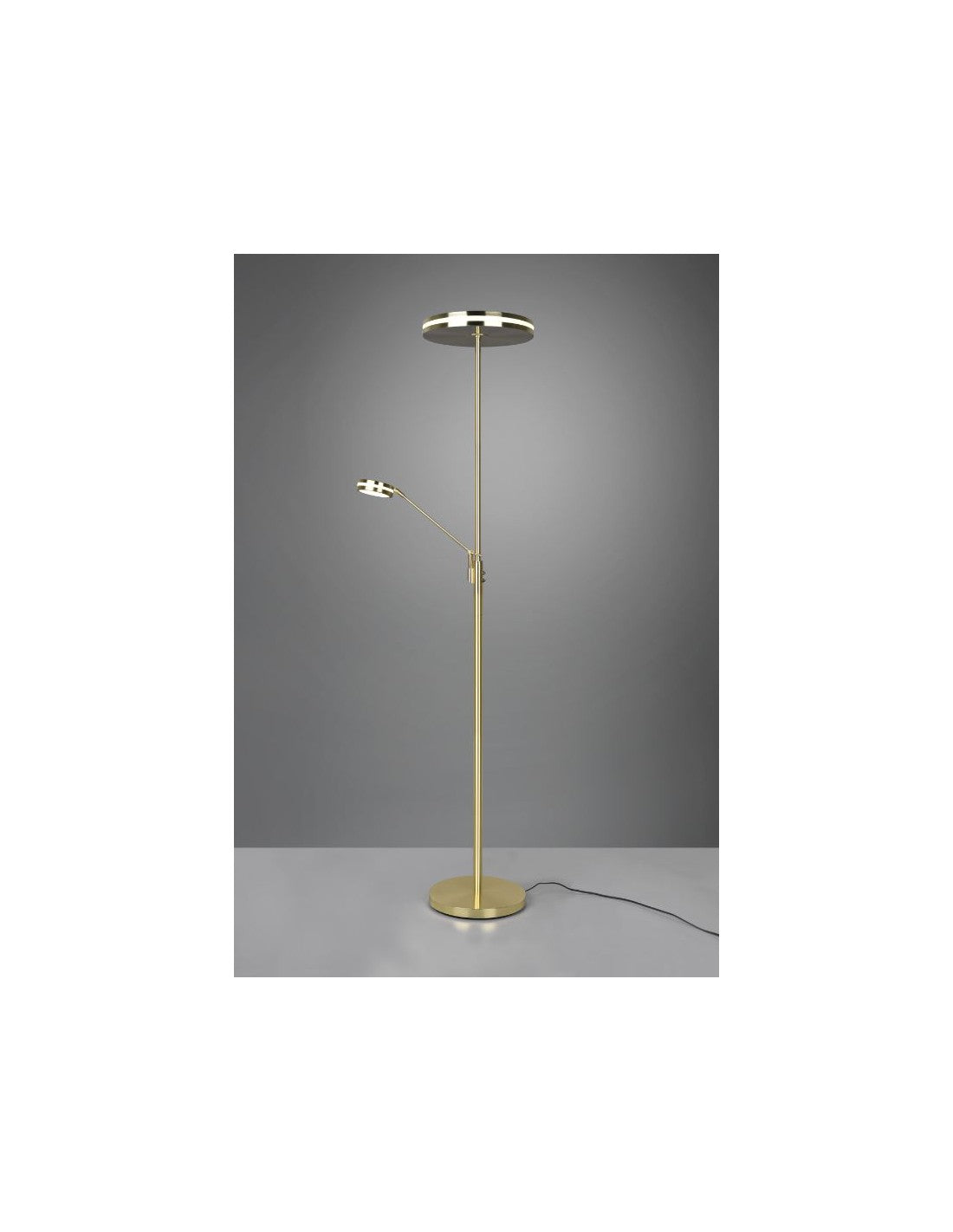Lampada Terra Touch Dimmer Led Con Spot Da Lettura Franklin Ottone Satinato Trio Lighting