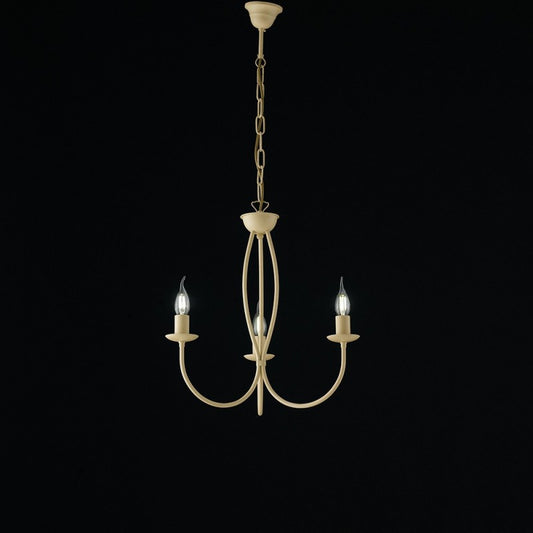 Lampadario in ferro Avorio decape tre luci 45x h50 cm