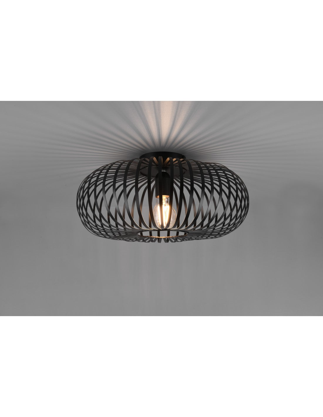 Lampada Da Soffitto Gabbia Metallica Ellissi Johann Nero Ø40 cm Trio Lighting