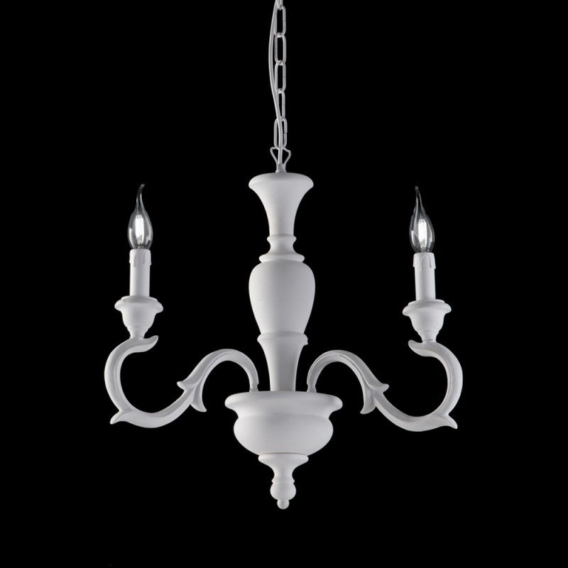 Lampadario in legno Bianco Shabby tre luci 43x h50 cm