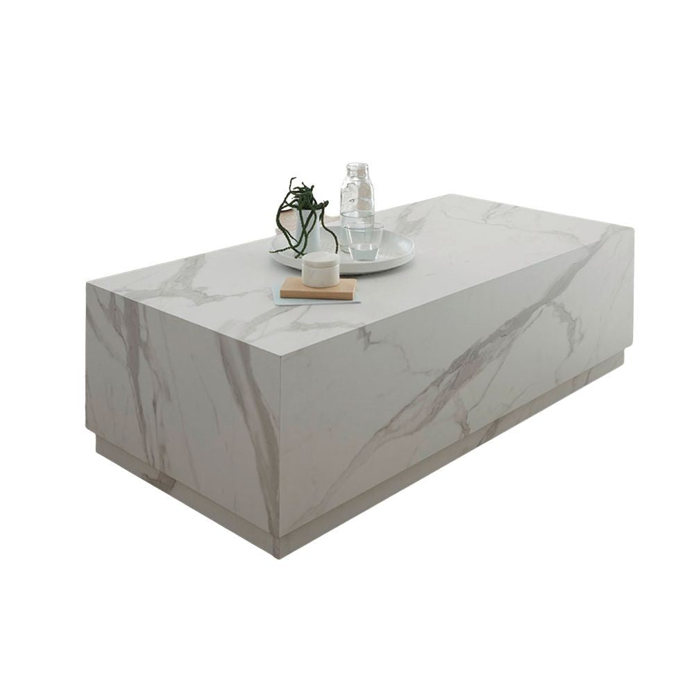 Tavolo da salotto Marko effetto marmo bianco