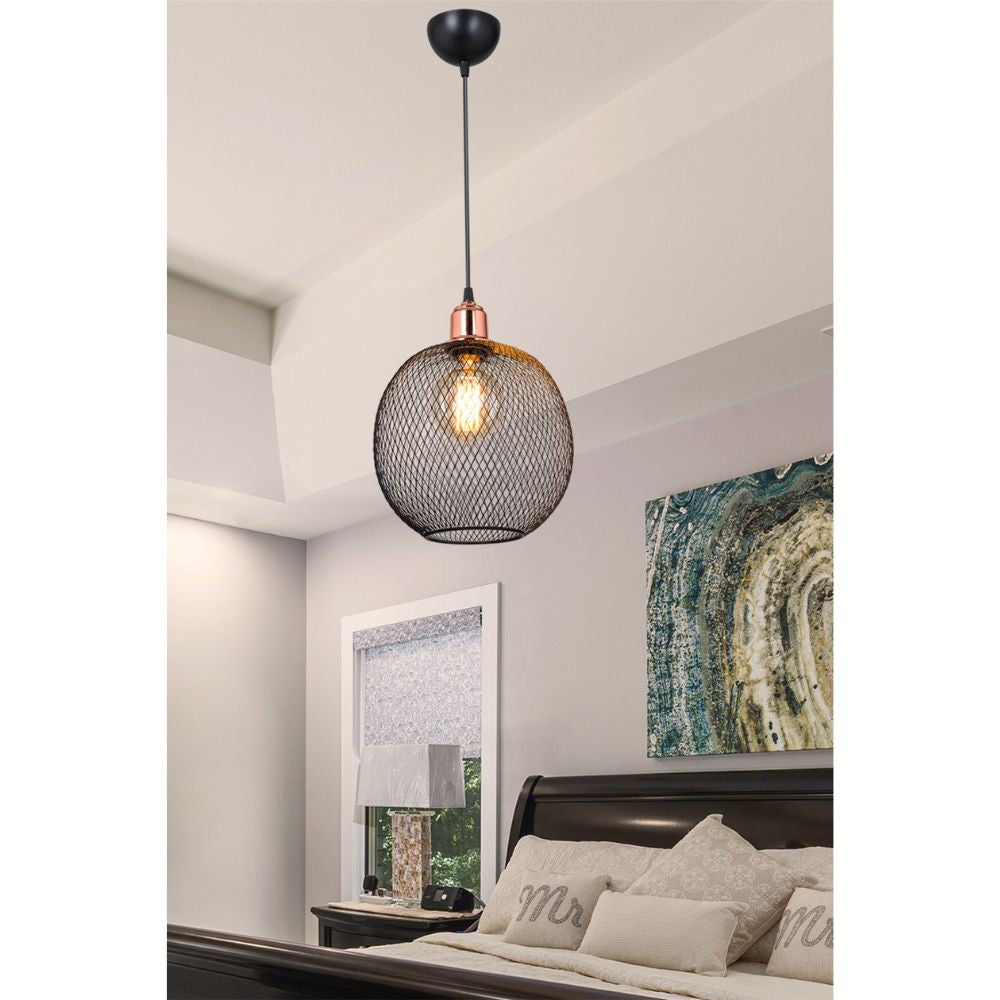 Lampada a sospensione metallo traforato nero Belin MDL4320 EFFEZ