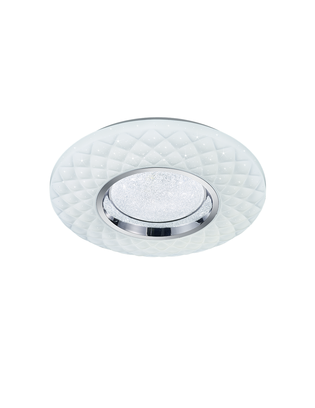 Plafoniera Moderna Led Dimmer Magnolia Bianco Decori Rombo Ø39 cm Trio Lighting