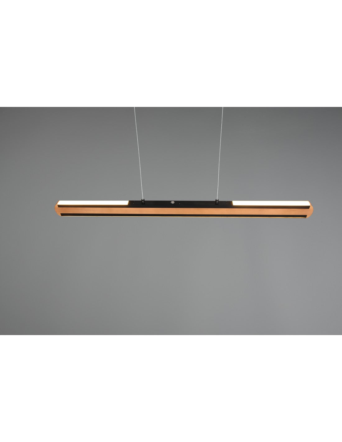 Lampadario Ufficio Doppia Emissione Vintage Legno E Metallo Nero Dimmer Deacon Trio Lighting