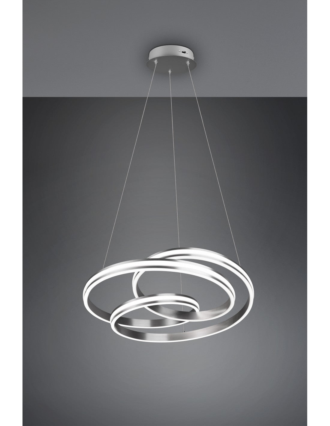 Lampadario Vortice Moderno Yara Nichel Led Dimmer Trio Lighting