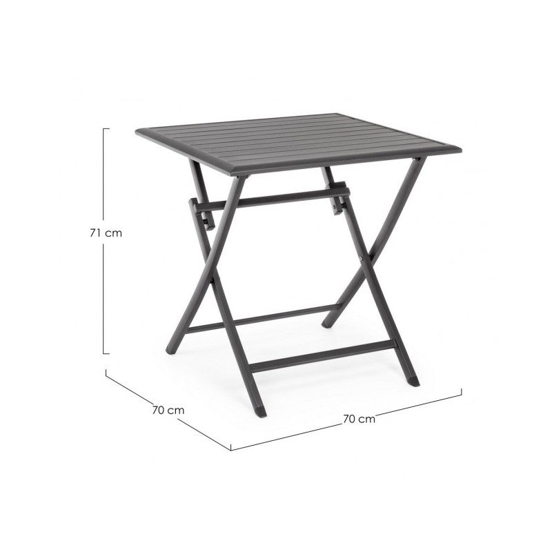 Tavolo da esterno pieghevole in alluminio Antracite ELIN 70x70x h71 cm