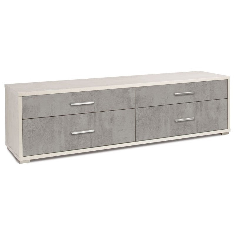 Low TV cabinet in wood with four drawers White Cement 179x47x h50 cm