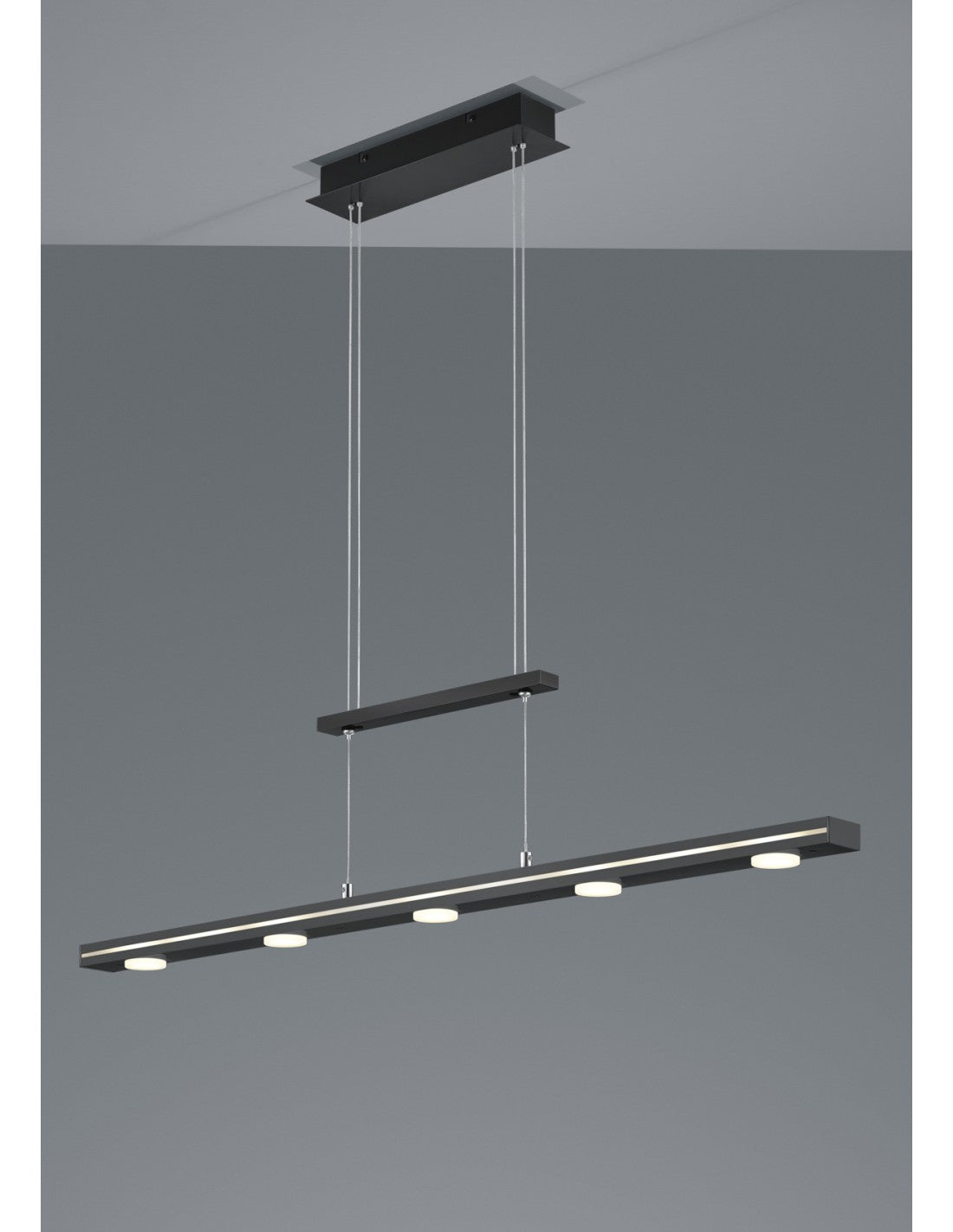 Sospensione Nera Piastra Rettangolare 7 Led Sopra e Sotto Lacal Trio Lighting