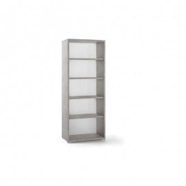 Libreria moderna in melaminco quattro ripiani a giorno Cemento DOUBLE 71x41x h182 cm