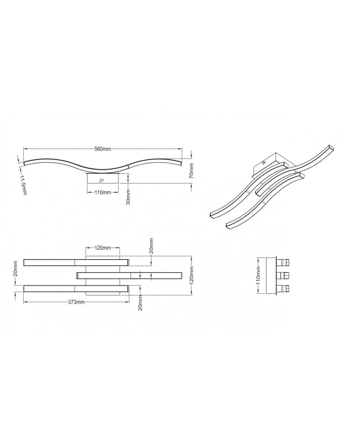 Lampada Soffitto Moderna Bacchette Led 4000k Route Nichel Trio Lighting
