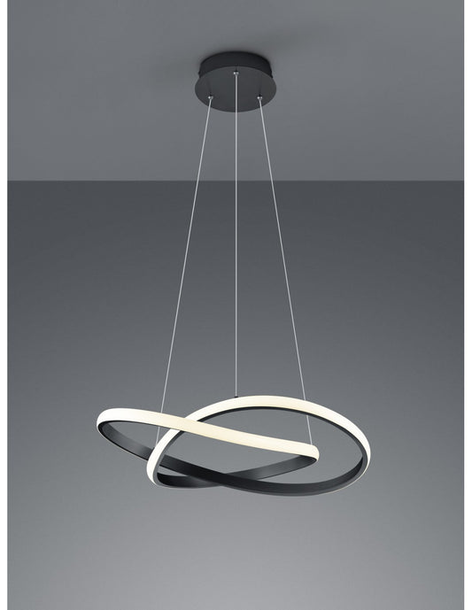 Sospensione Moderna Course Antracite Nero Led Dimmerabile 27W Ø60 cm Trio Lighting