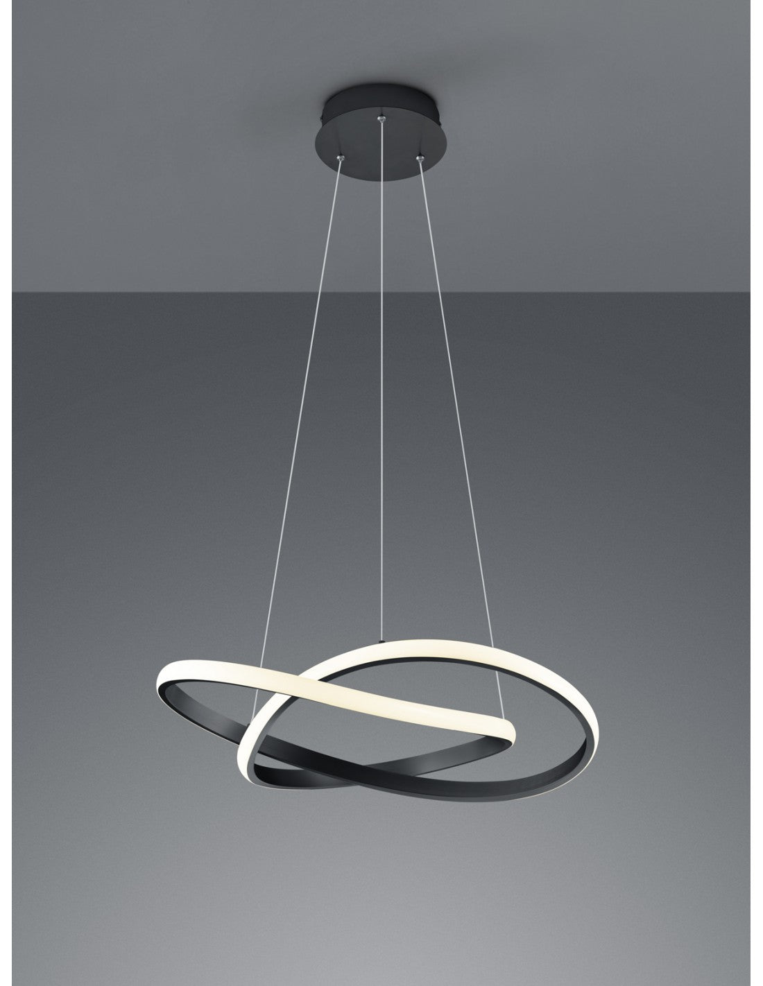 Sospensione Moderna Course Antracite Nero Led Dimmerabile 27W Ø60 cm Trio Lighting