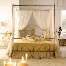 Letto in ferro matrimoniale con baldacchino Avorio LORY 170x208x h210 cm